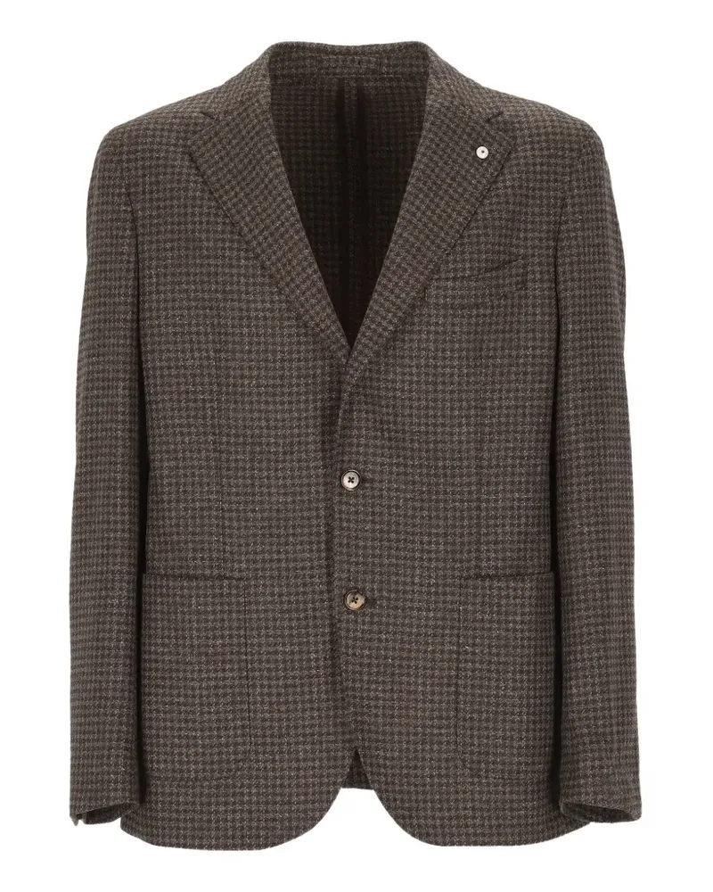 Luigi Bianchi Mantova houndstooth-pattern blazer - Braun Braun