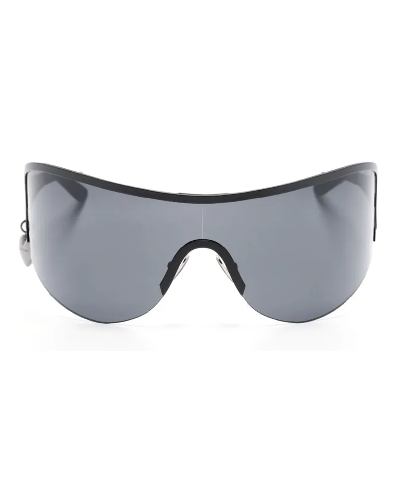 Acne Studios Shield-Sonnenbrille mit Logo-Anhänger - Schwarz Schwarz