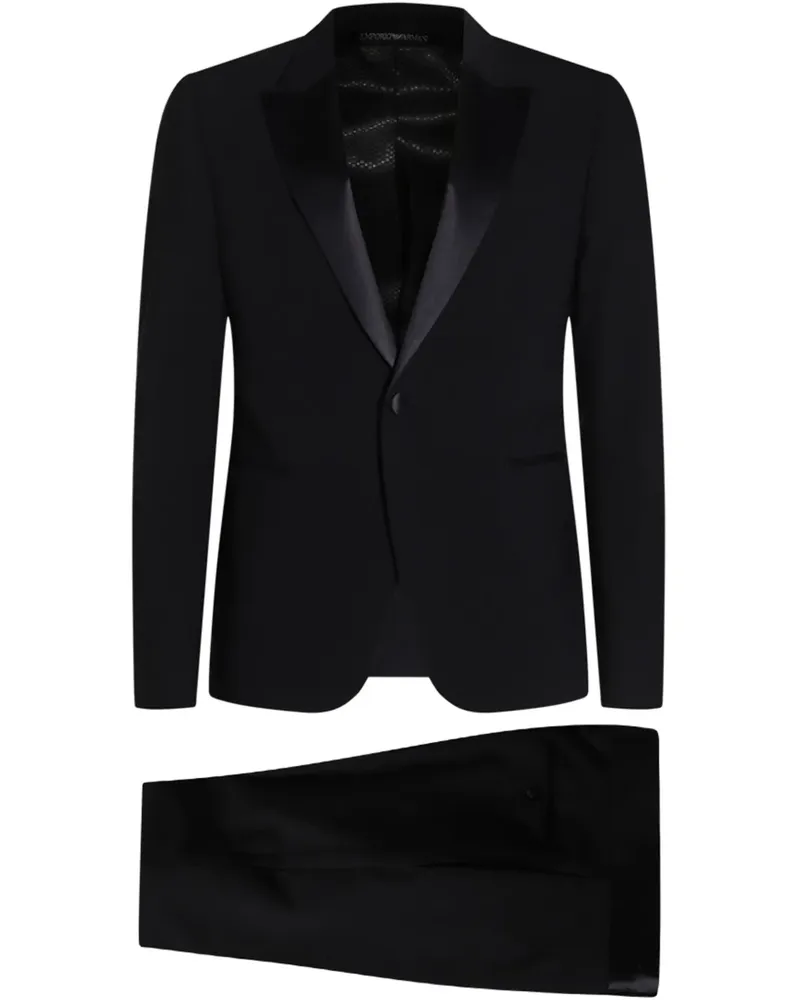 Emporio Armani Anzug mit Satinbesatz - Schwarz Schwarz