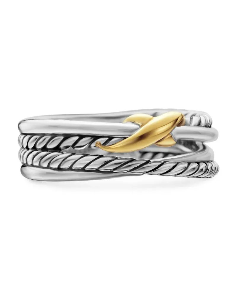 David Yurman 18kt X Crossover Gelbgold- und Sterlingsilberring 6mm Silber