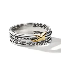 David Yurman 18kt X Crossove Gelbgold- und Sterlingsilberring Silber