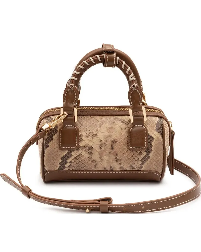 ISLA Mini Bowling Mini-Tasche aus Schlangenleder - Nude Nude