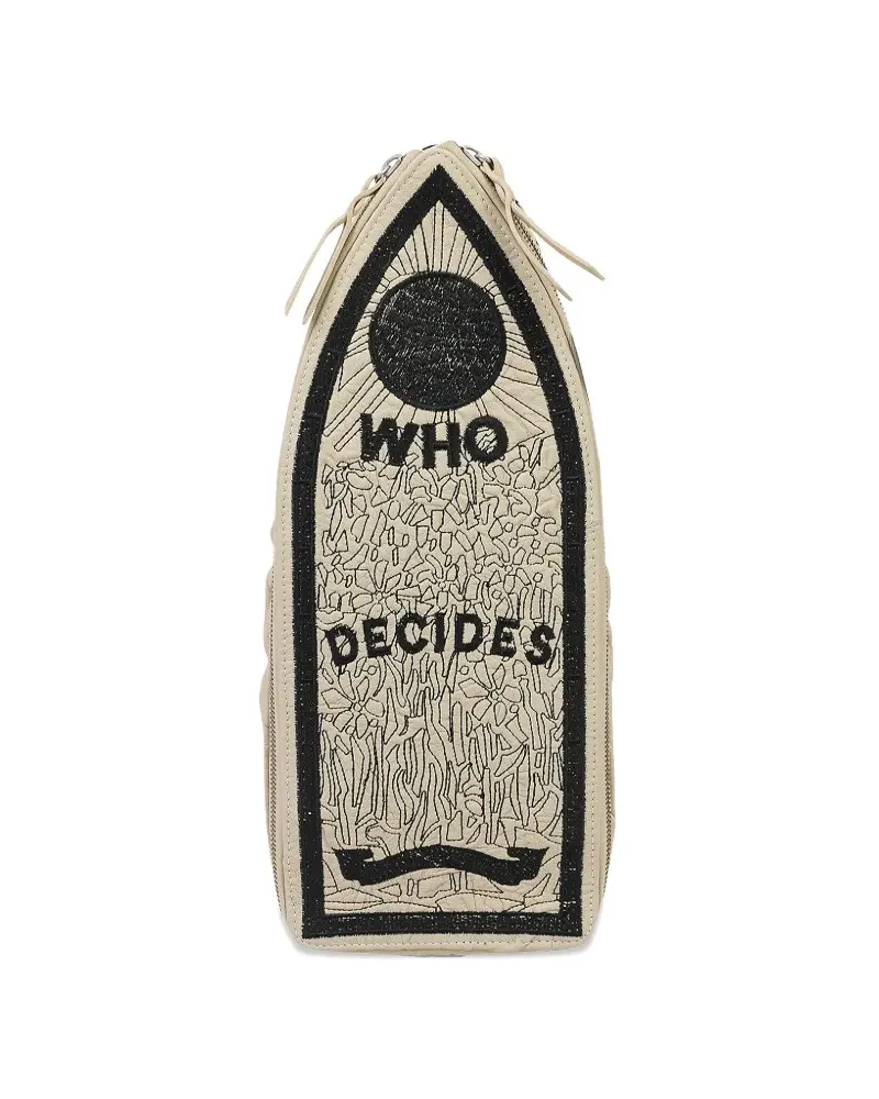 WHO DECIDES WAR embroidered-logo backpack - Nude Nude