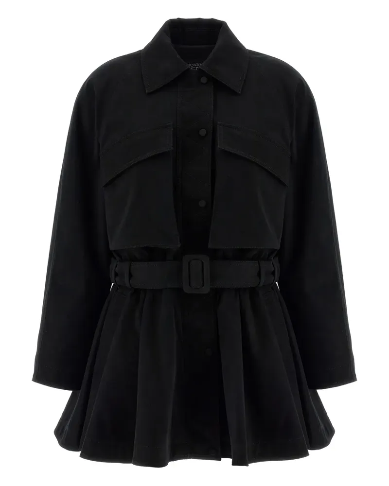 Giovanni Bedin shirt-collar belted mini dress - Schwarz Schwarz