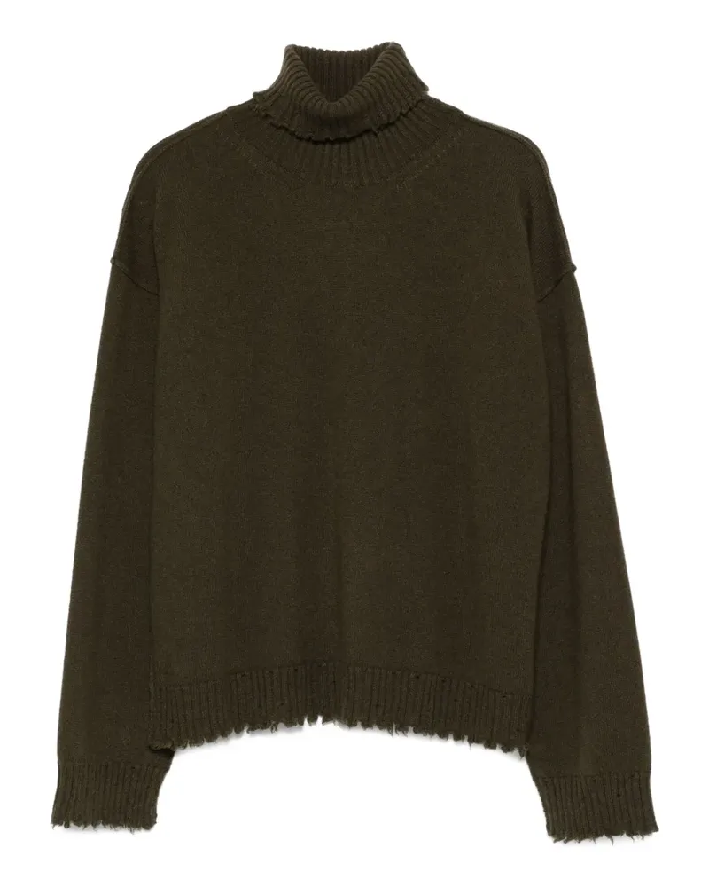Uma Wang Stehkragen-Pullover mit ausgefranstem Saum - Grün Grün
