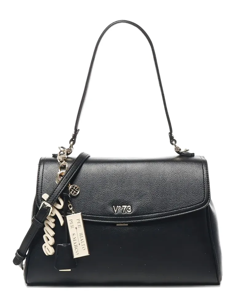 V°73 Schultertasche mit Klappe mit Kettendetail - Schwarz Schwarz