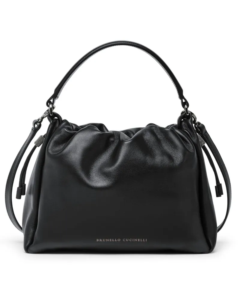 Brunello Cucinelli Kleine Mellow Beuteltasche - Schwarz Schwarz