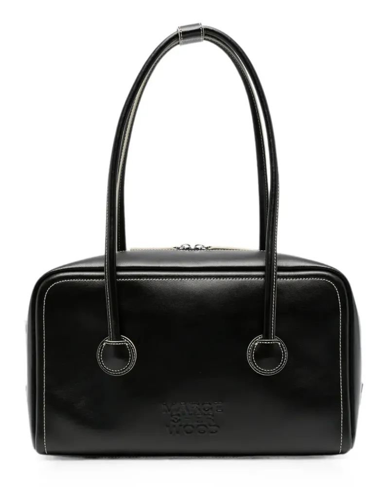 Marge Sherwood embossed-logo contrast-stitch tote bag - Schwarz Schwarz