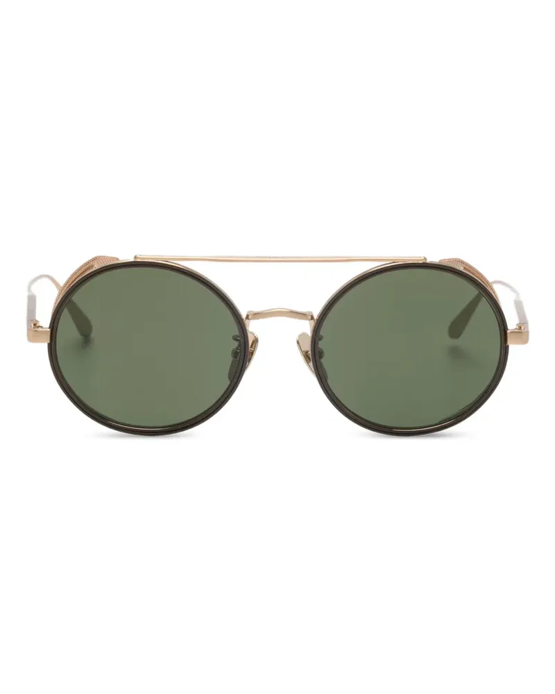 Linda Farrow Baret Sonnenbrille mit rundem Gestell - Gold Gold
