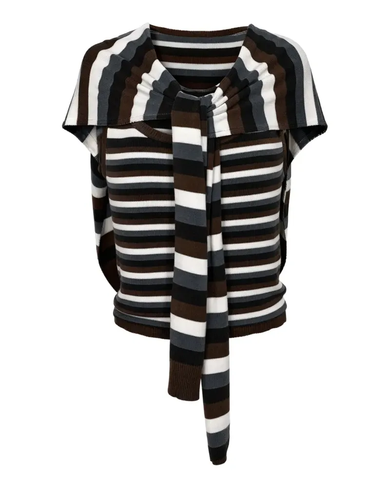 Monse striped detachable-overlay scoop-neck top - Braun Braun