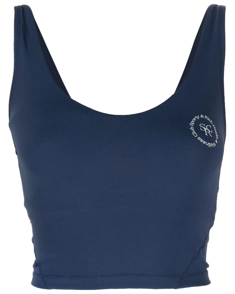 SPORTY & RICH Tanktop mit Logo-Print - Blau Blau