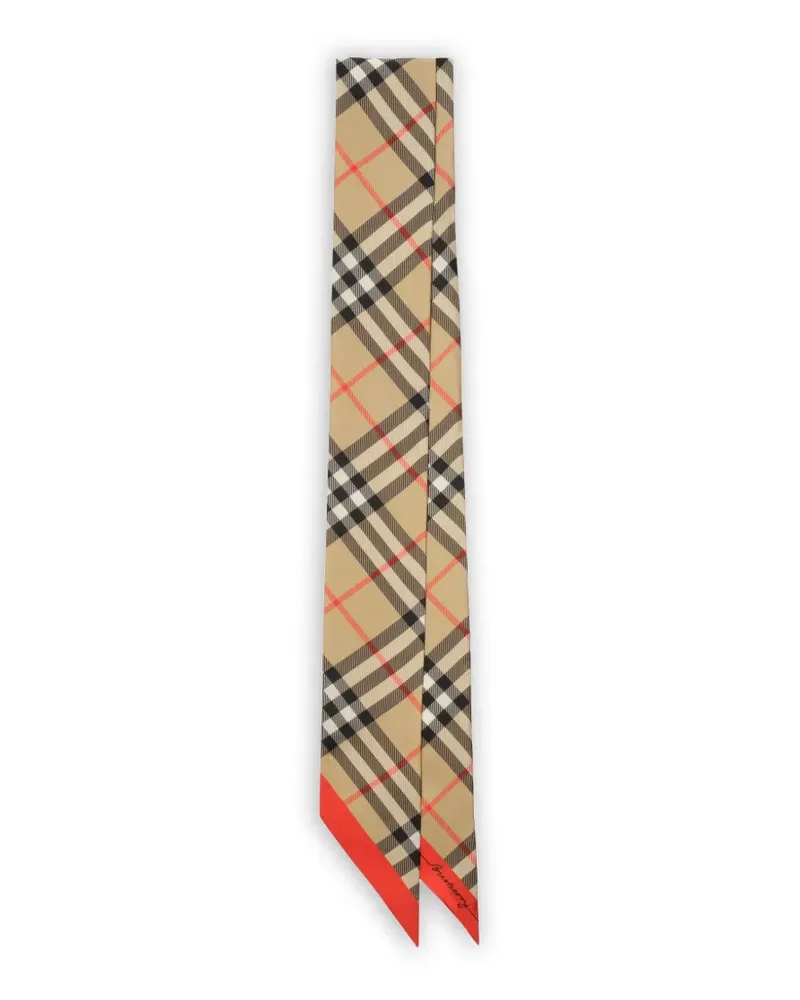 Burberry Skinny Contrast Check Seidenschal - Nude Nude