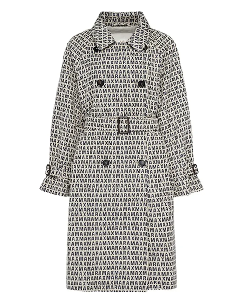 Max Mara Regenmantel mit Logo-Print - Weiß Weiß