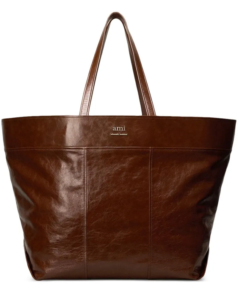 AMI Paris East West Maxi Tote Bag - Braun Braun