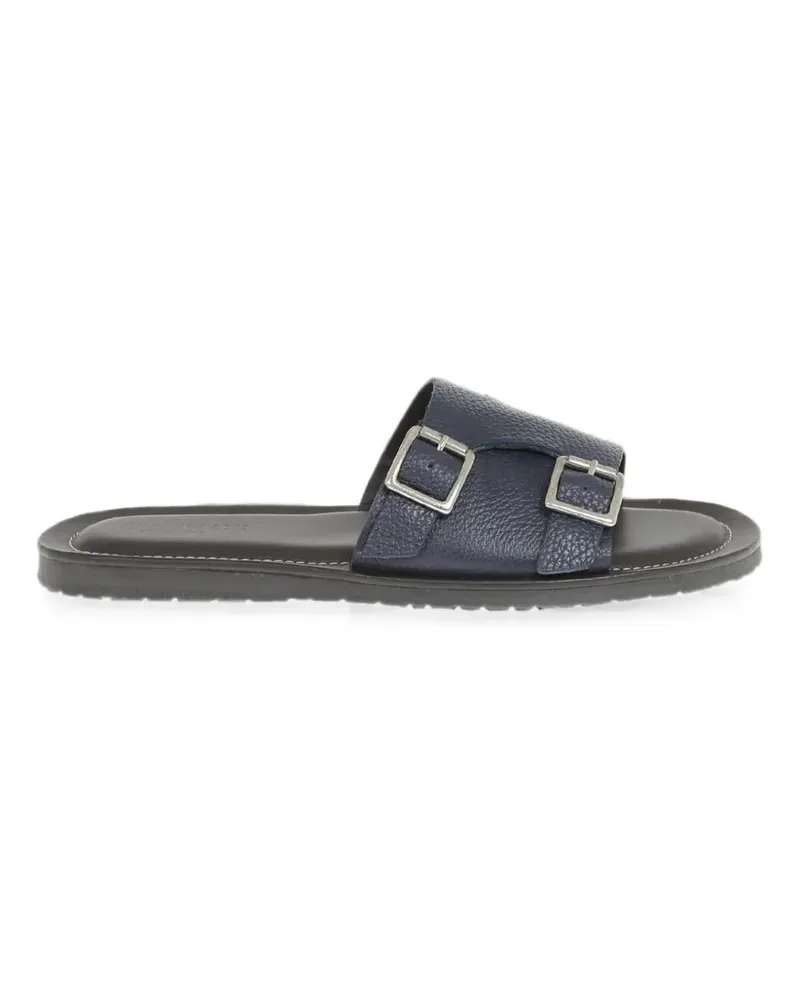 Corneliani hammered-leather double-buckle sandals - Blau Blau