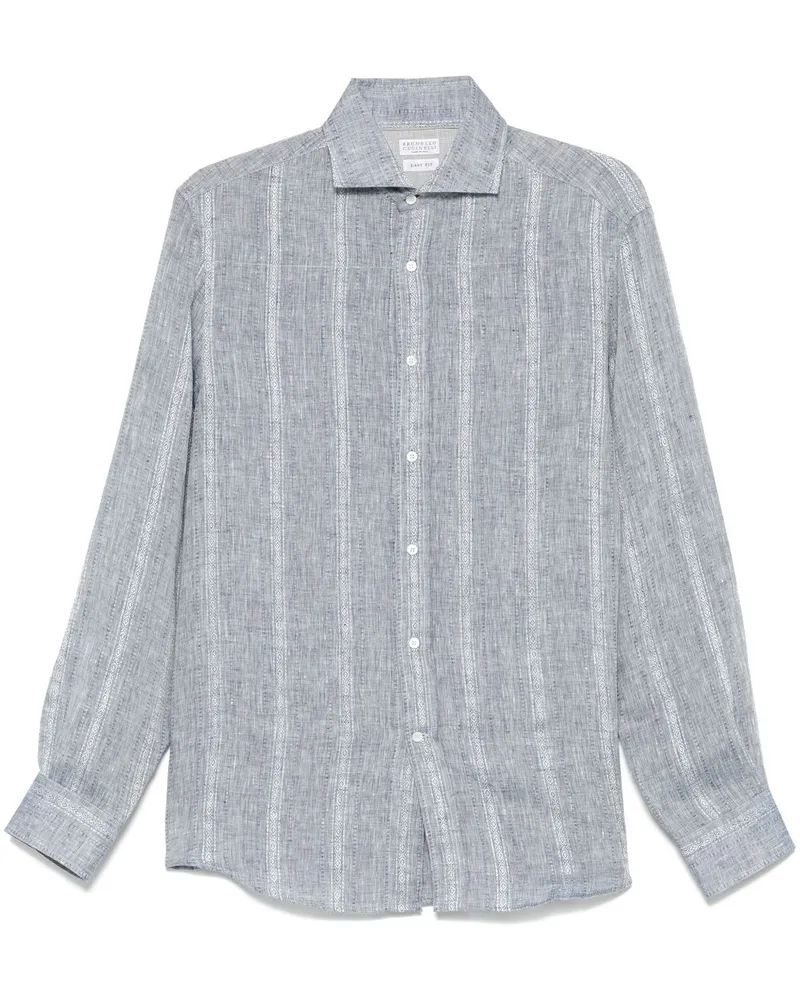 Brunello Cucinelli Hemd mit Slub-Struktur Blau