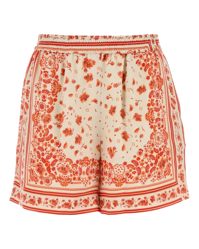 Fendi Shorts aus Seide mit Blumen-Print - Orange Orange