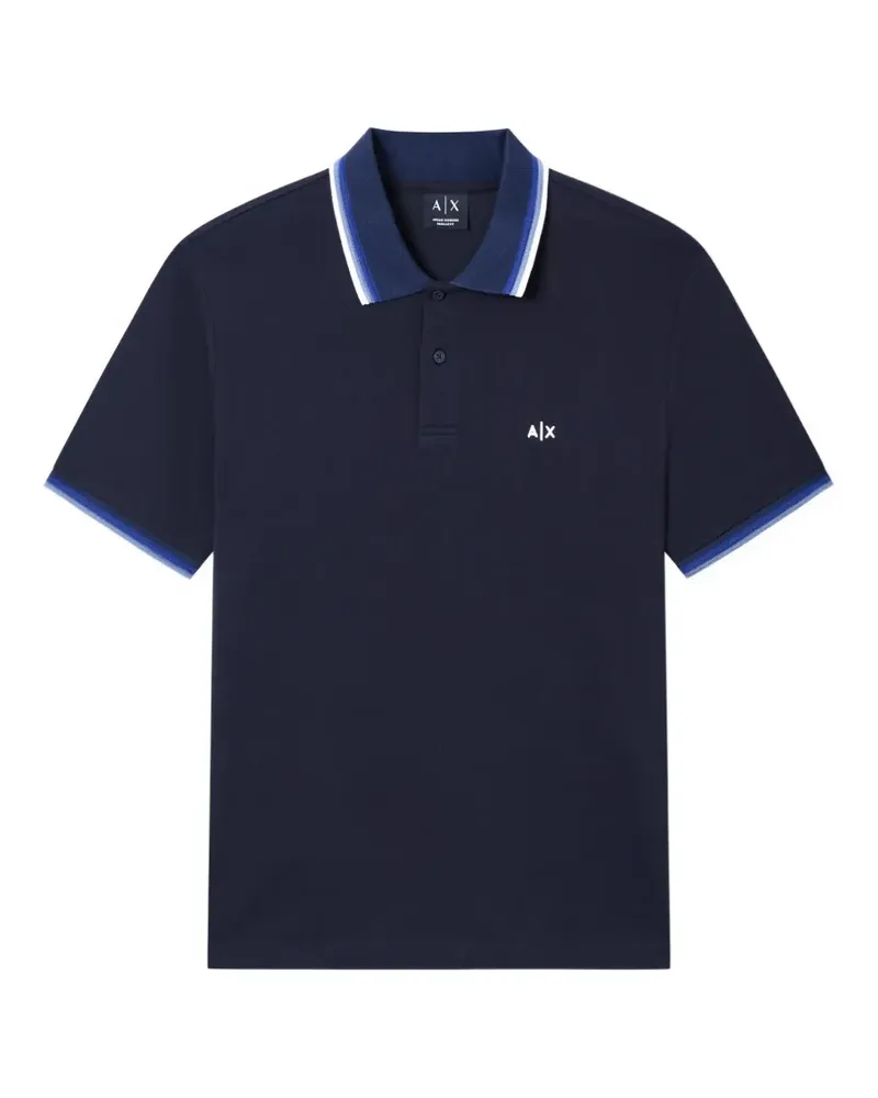 Armani Exchange striped-collar logo-detail polo shirt - Blau Blau