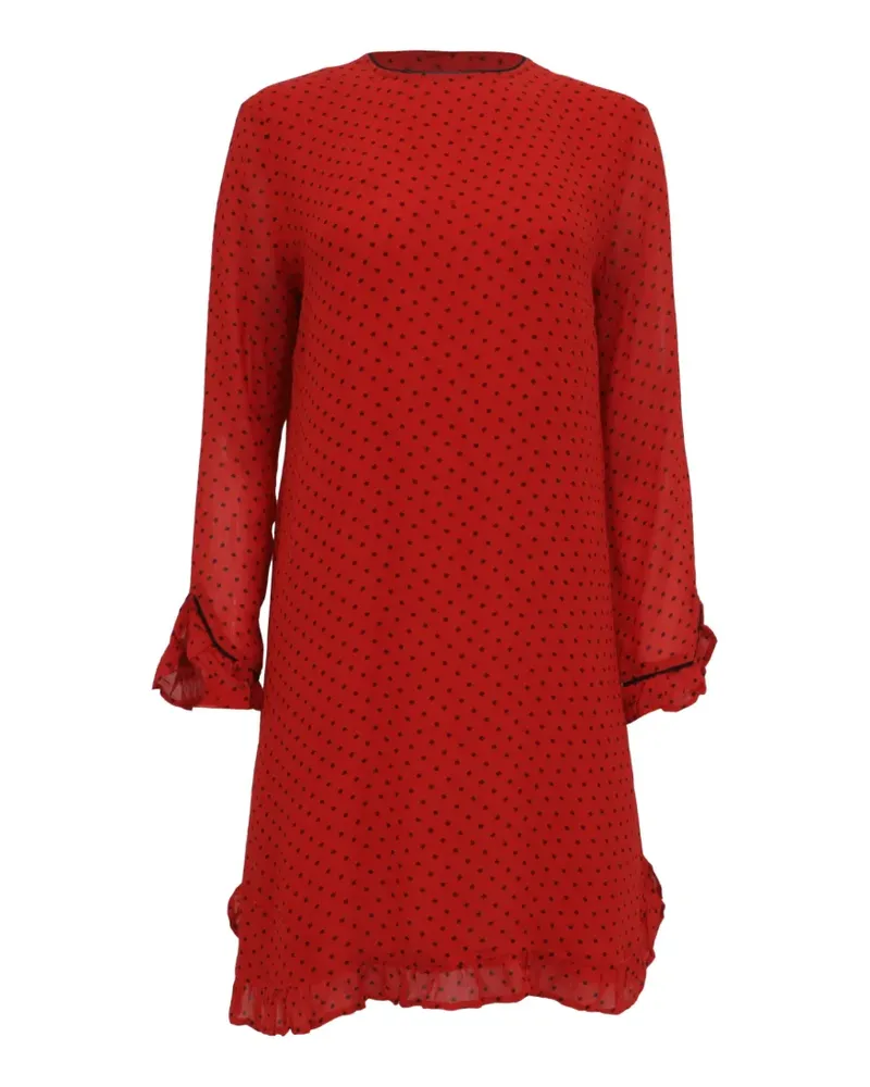 Ganni Gerüschtes Kleid mit Polka Dots - Rot Rot