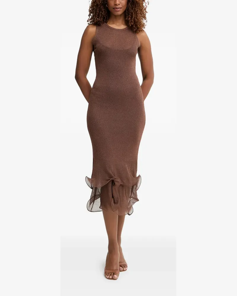 Simona Corsellini ruffled metallic-knit dress - Braun Braun