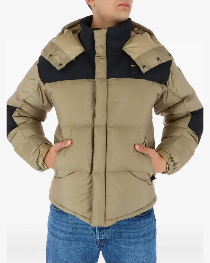 Blauer colour-block hooded puffer jacket - Nude Nude