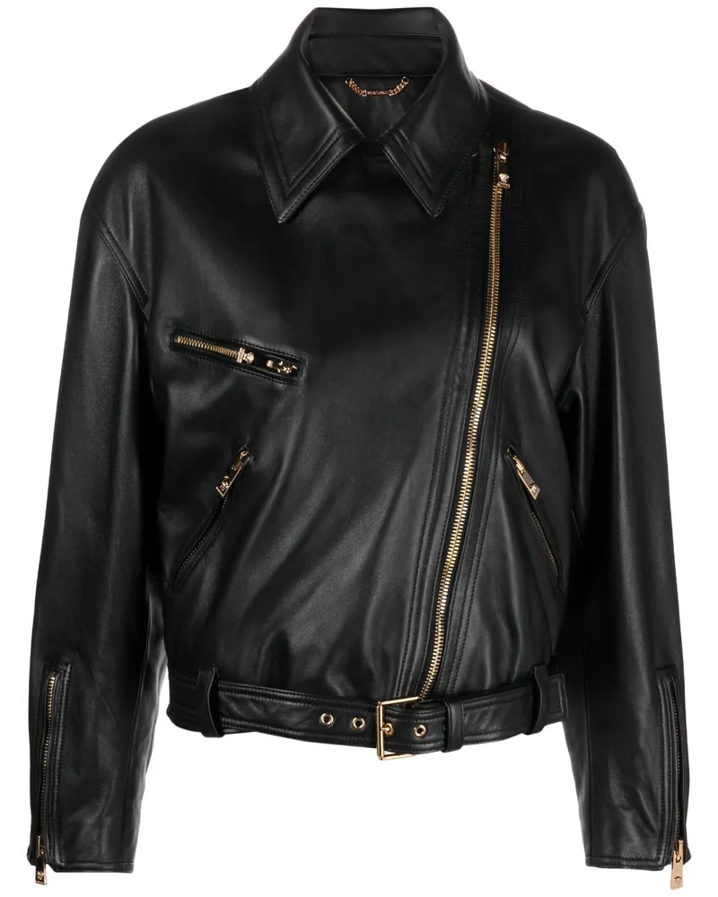 Versace leather biker jacket - Schwarz Schwarz