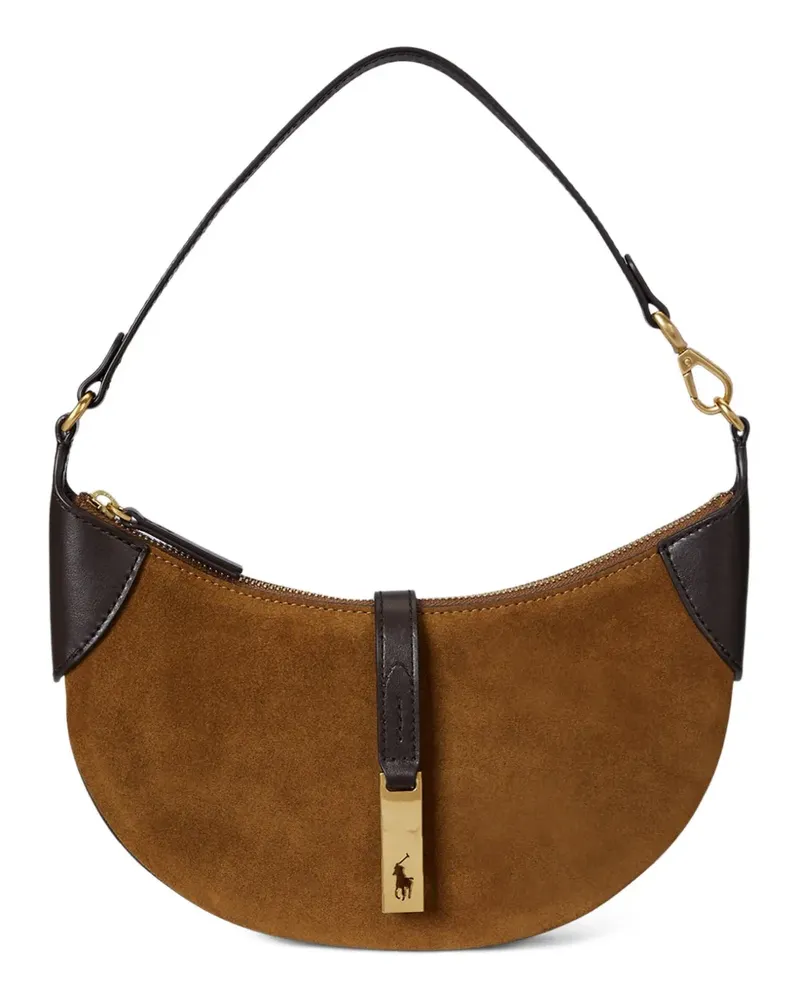 Ralph Lauren Polo ID Crescent Schultertasche aus Wildleder - Braun Braun
