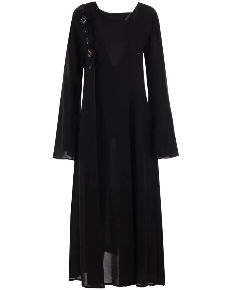 Yohji Yamamoto Besticktes Kleid aus Chinakrepp - Schwarz Schwarz