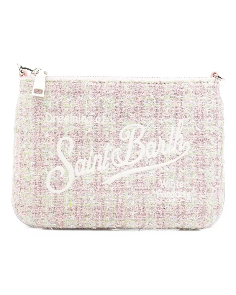 MC2 Saint Barth tweed logo-embroidered clutch bag - Rosa Rosa
