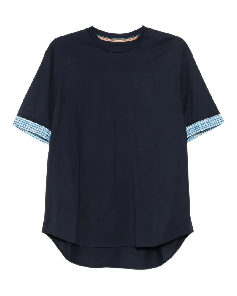 Paul Smith checked-cuff T-shirt - Blau Blau