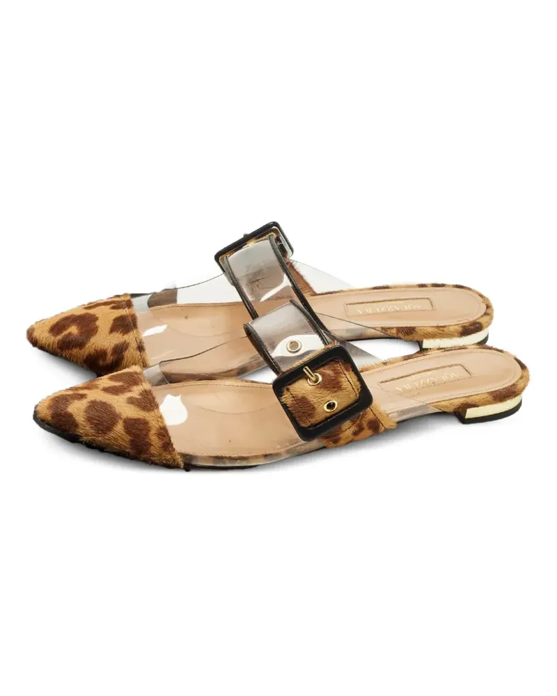 Aquazzura leopard-print buckle mules - Braun Braun