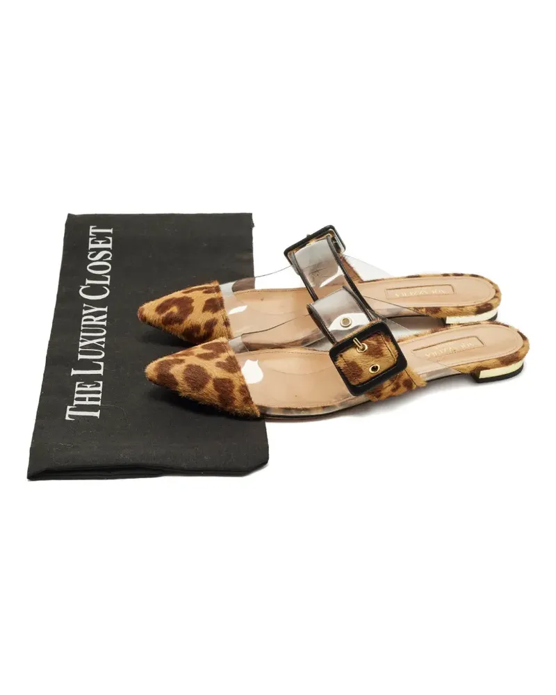 Aquazzura leopard-print buckle mules - Braun Braun