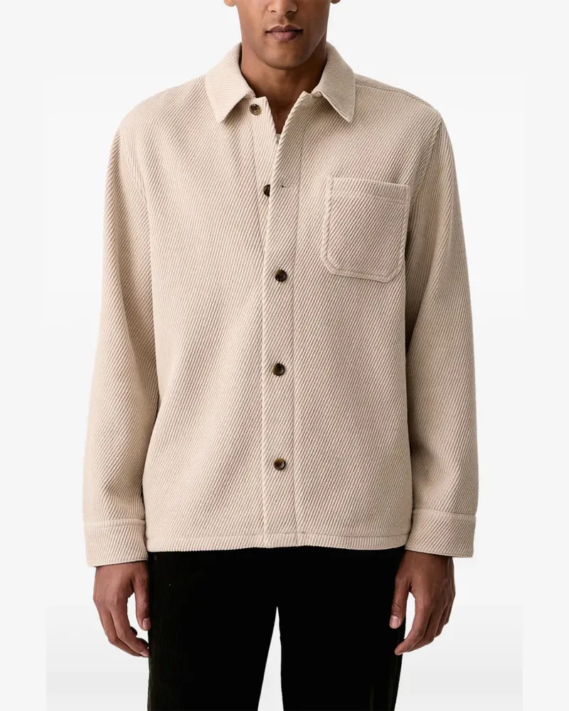 LES DEUX Hemdjacke mit diagonalen Streifen und Brusttasche - Nude Nude
