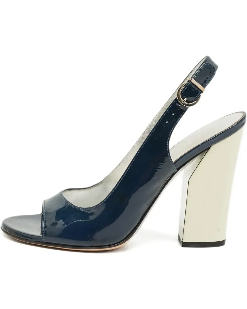 Casadei patent-leather slingback sandals - Blau Blau