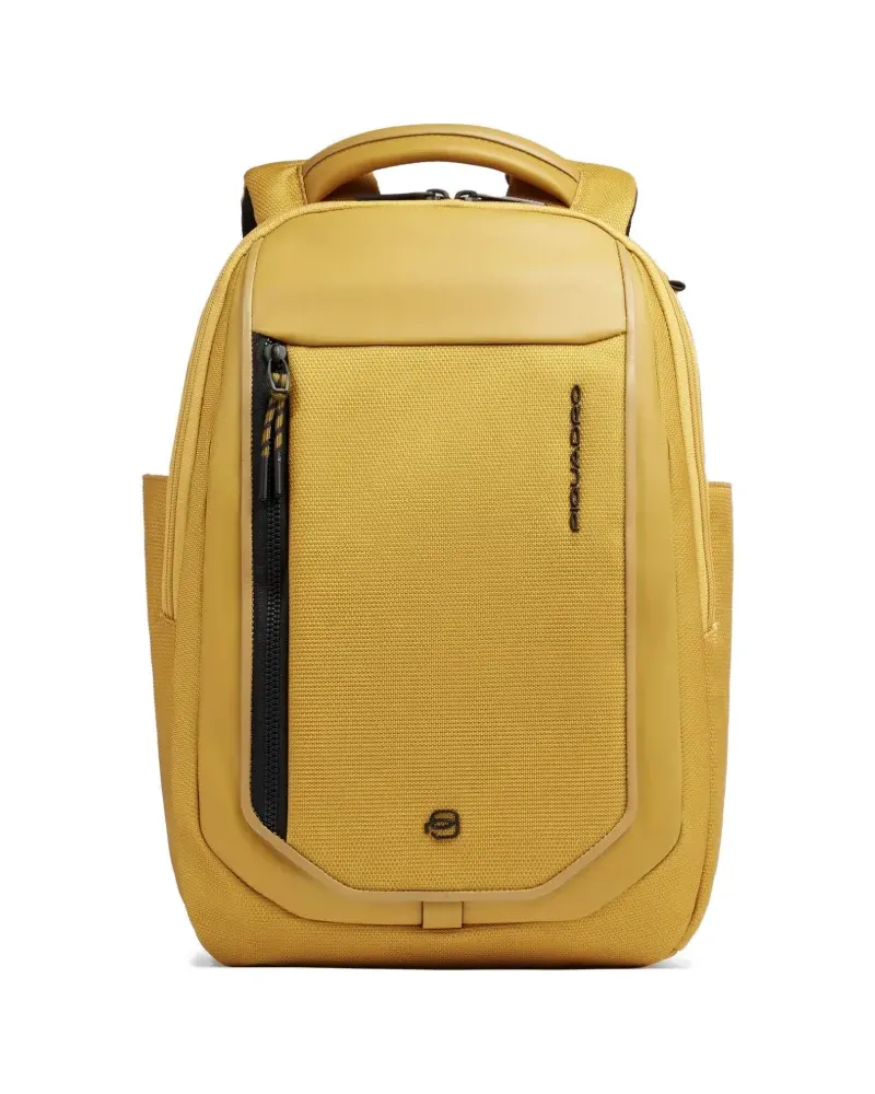 Piquadro Laptop-Rucksack mit Lederdetails - Gelb Gelb