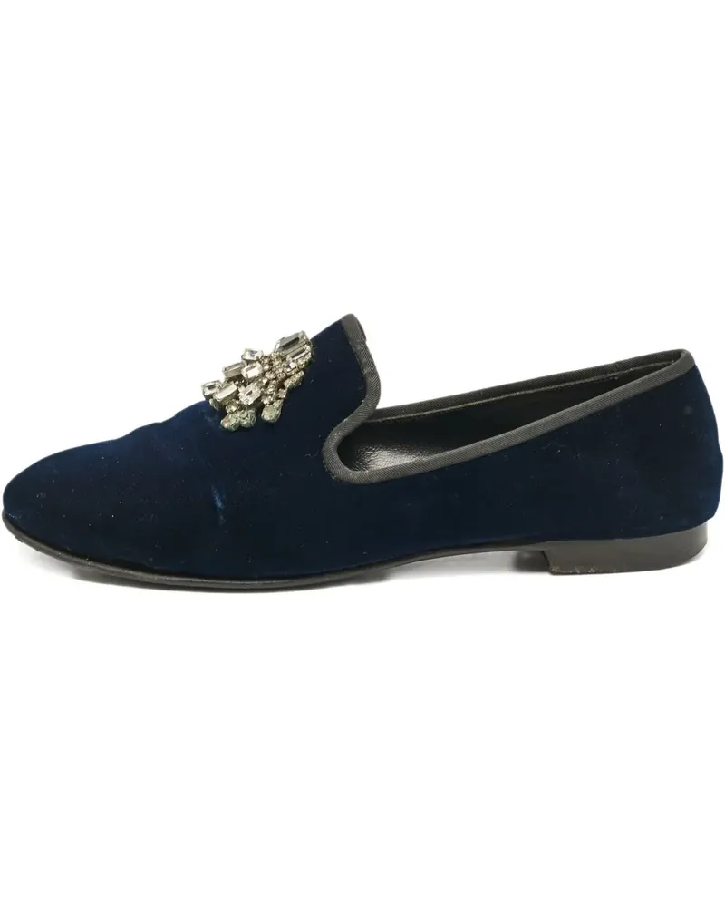 Giuseppe Zanotti Loafer aus Samt mit Kristallen - Blau Blau