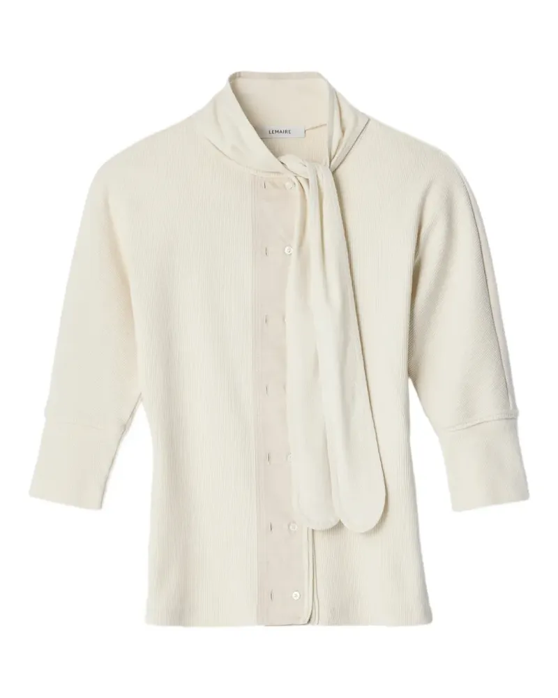 Christophe Lemaire Ascot T-Shirt aus geripptem Leinen- und Baumwolljersey - Weiß Weiß