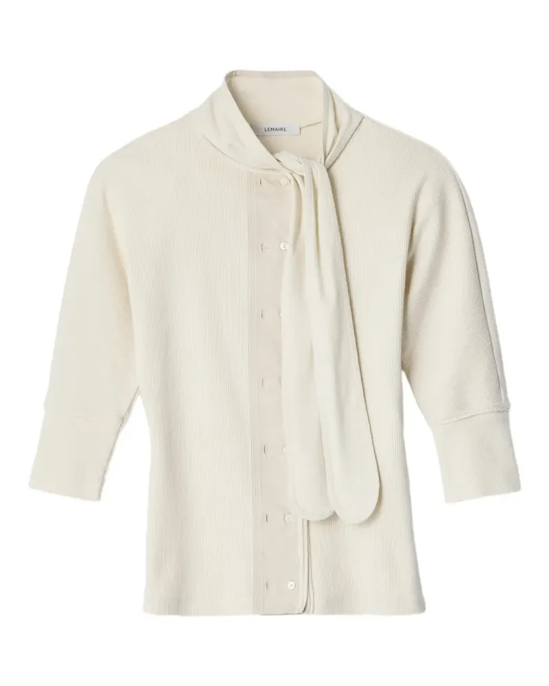 Christophe Lemaire Ascot T-Shirt aus geripptem Leinen- und Baumwolljersey - Weiß Weiß