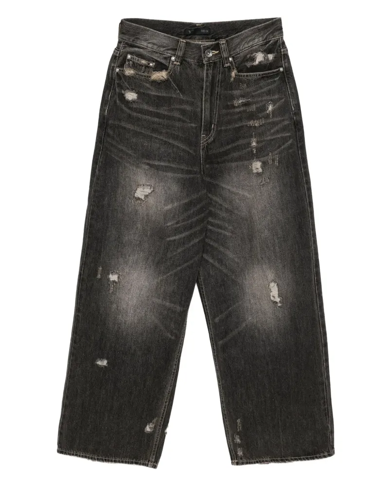 FIVE CM Weite Jeans im Distressed-Look - Schwarz Schwarz