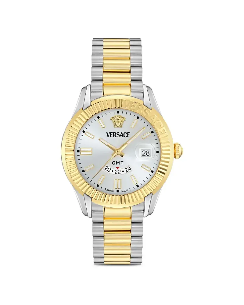 Versace Greca GMT Fluted 41mm - Silber Silber