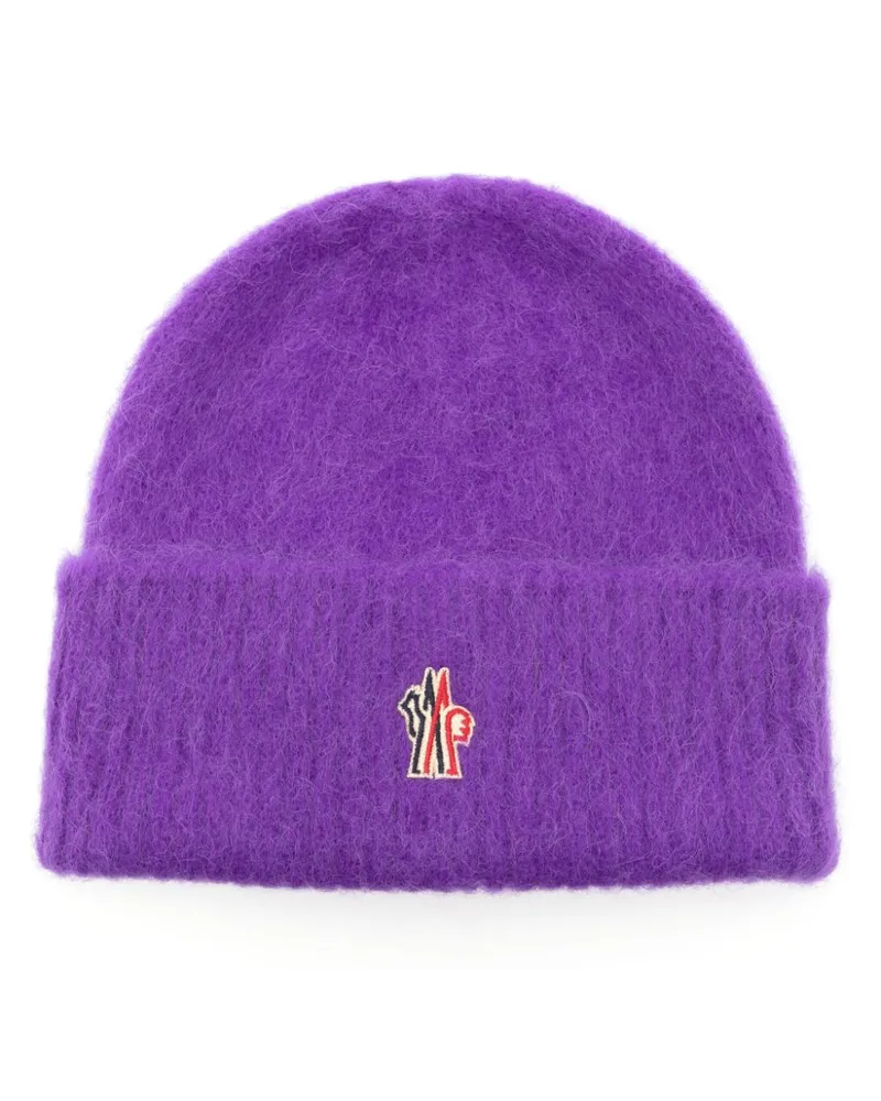 Moncler Beanie mit Logo-Patch Violett