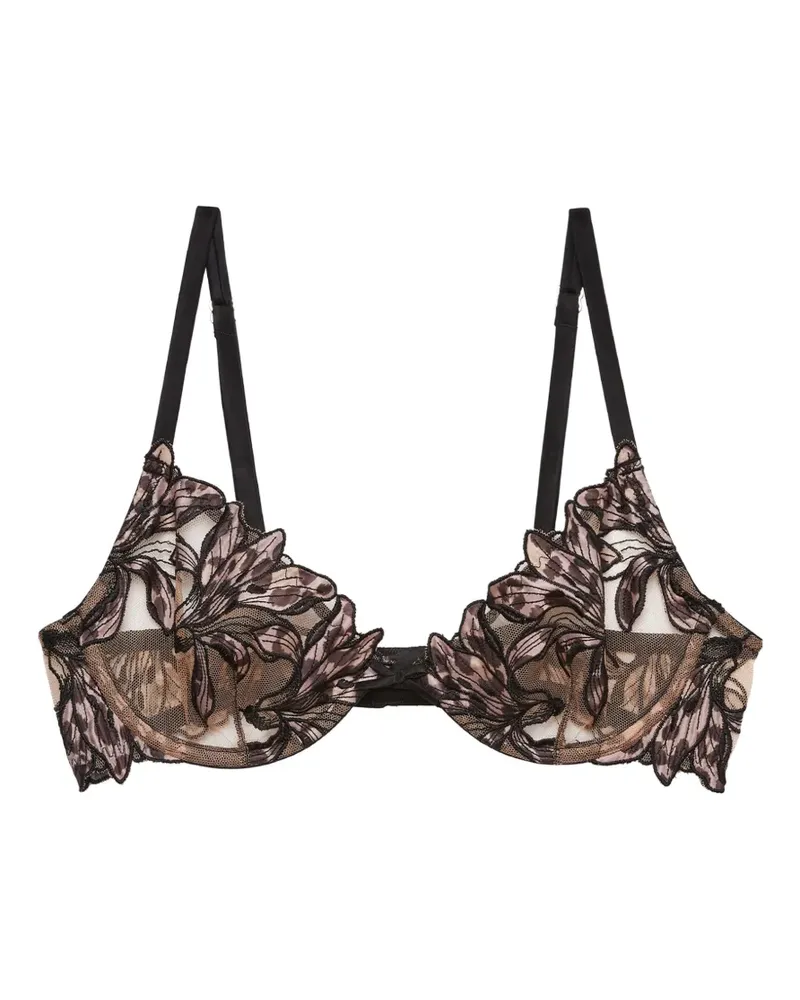Fleur Du Mal Lily embroidery demi bra - Schwarz Schwarz