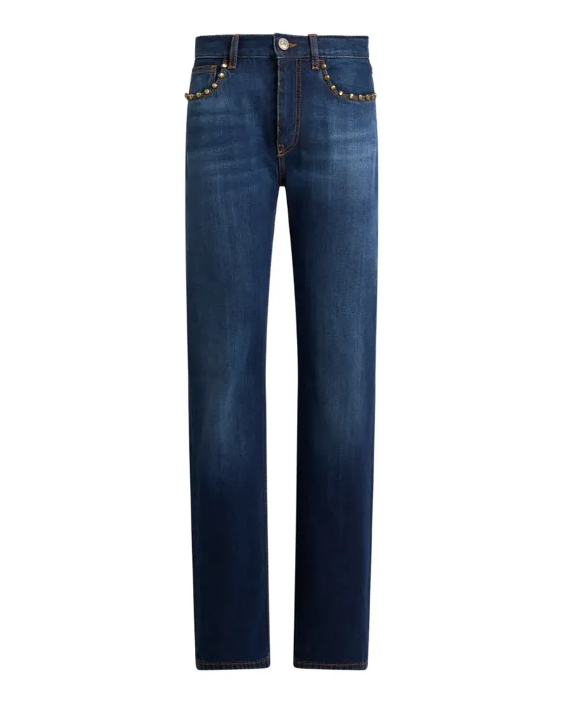 Etro Gerade Jeans mit Nieten - Blau Blau