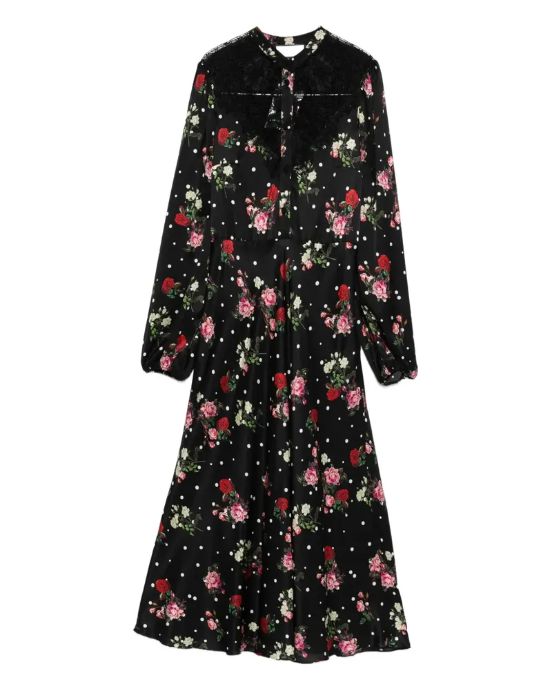 NISSA Kleid mit Blumen-Print - Schwarz Schwarz