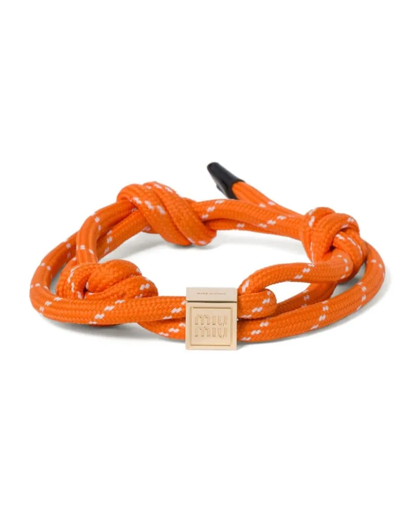 Miu Miu Kordelarmband mit Logo-Anhänger - Orange Orange