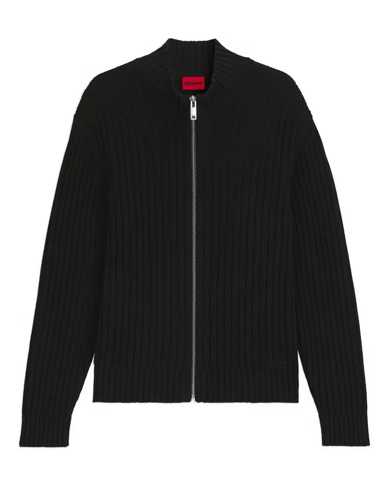 HUGO BOSS ribbed cotton cardigan - Schwarz Schwarz