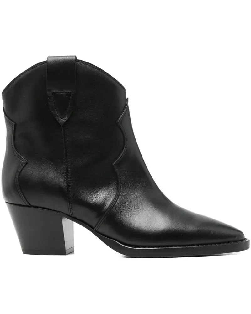 Anna F. Cowboystiefel aus Leder - Schwarz Schwarz