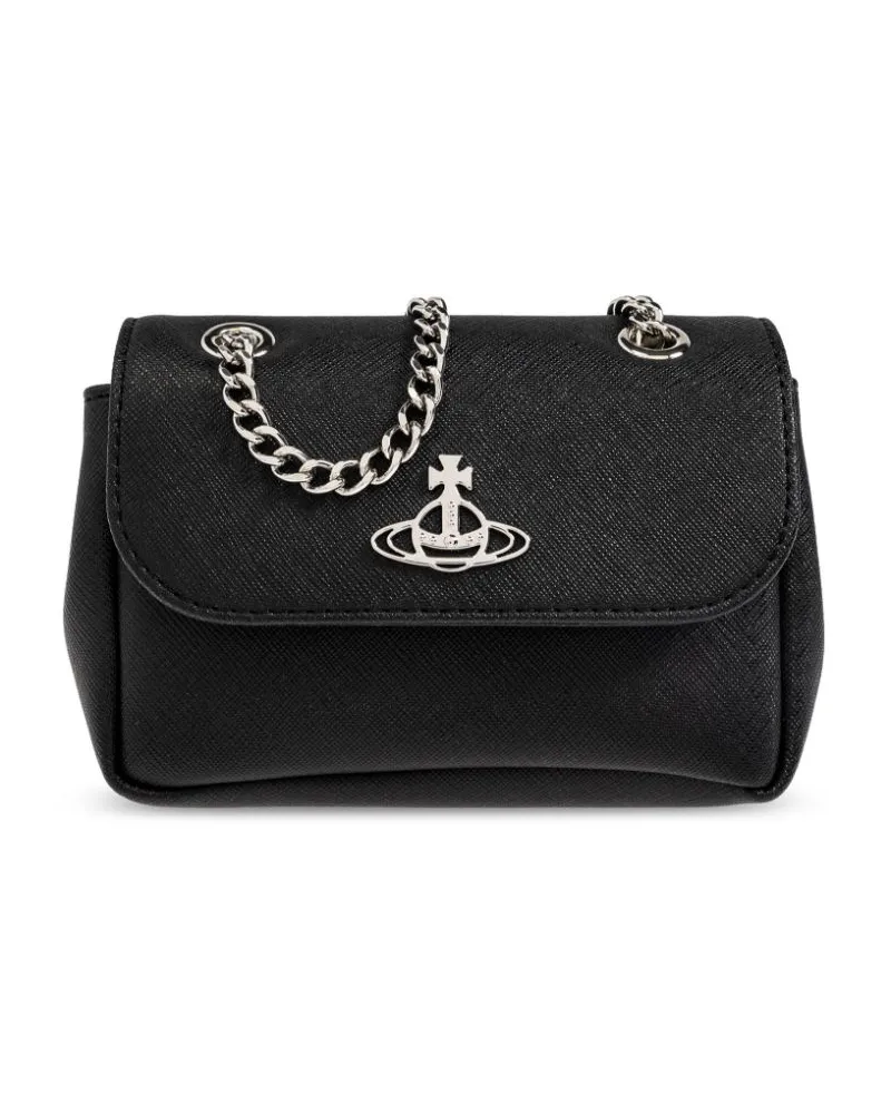 Vivienne Westwood Schultertasche mit Orb-Schild - Schwarz Schwarz