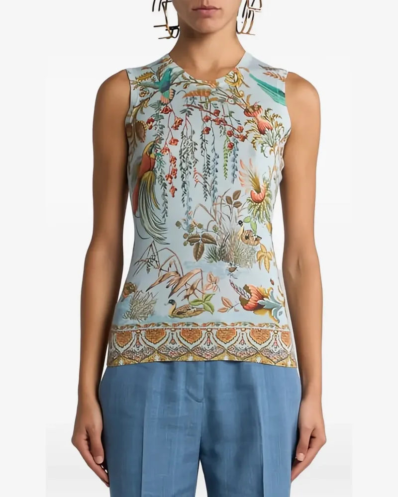Etro Oberteil mit Flora-und-Fauna-Motiv - Blau Blau