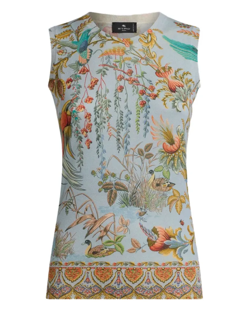 Etro flora fauna-motif tank top - Blau Blau